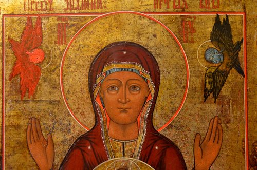 Antica icona russa raffigurante la "Madre di Dio del Segno"